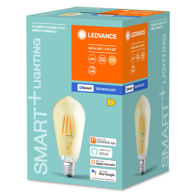 Светодиодная лампа Smart+BT Filament Edison Dimmable 55 6W/2400K E27 Светодиодная лампа Smart+BT Filament Edison Dimmable 55 6W/2400K E27