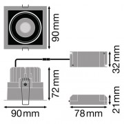 Спот светильник SP SQ DK ADJUST 8W/3000K FL WT